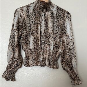 Snake Print High Neck Blouse